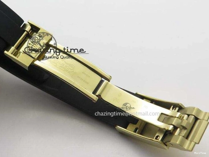 MiroTime 0512 TopPick Daytona YG BP Maker Black Dial Gold Subdial Sticks Markers On Rubber Strap A7750@ 4013